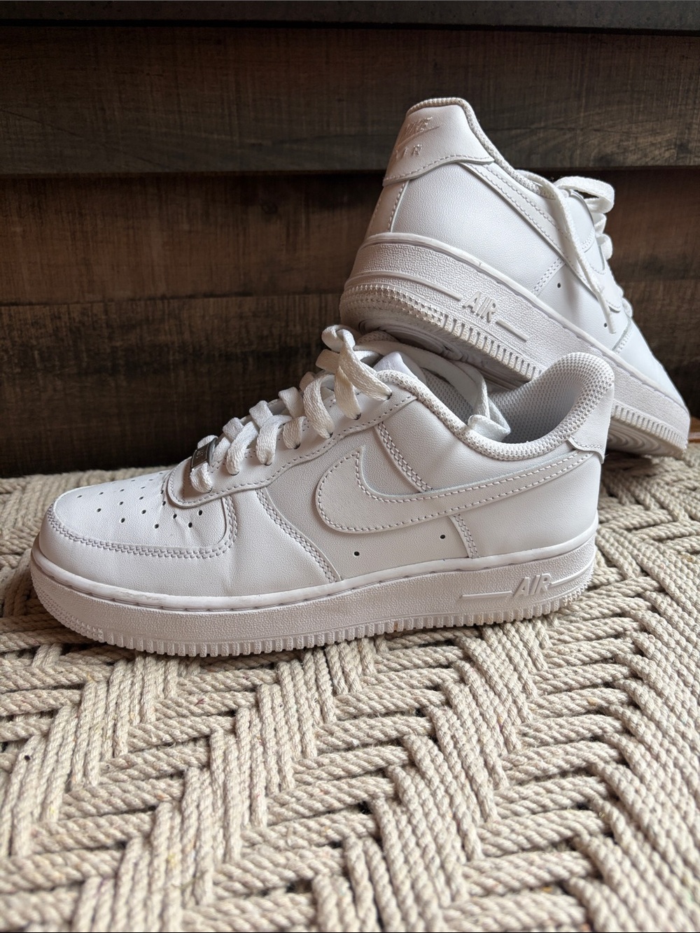 Nike White Leather Low-Top Sneakers Air Forces